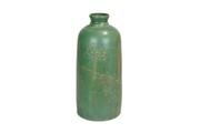 Small imitative-antique ceramic vase with chrysanthemum patterns, bell shape, blue glaze (H65cm)