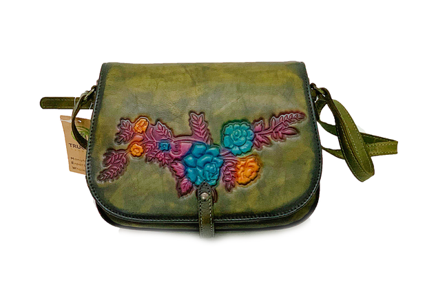 Floral Flip Cow Leather Handbag  8233