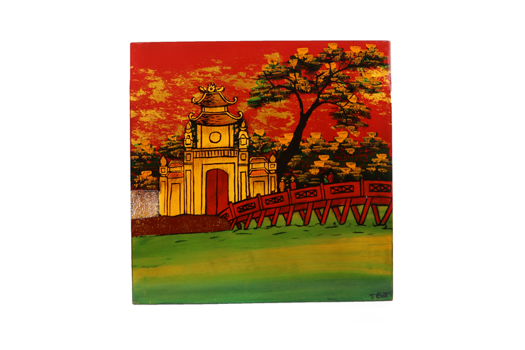 Lacquer painting with various pattern, size 25x25cm