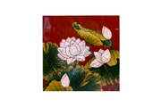 Lotus lacquer painting inlaid with egg mosaic, size 30x30 cm