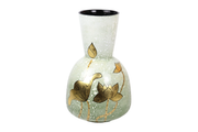 Ceramic Vase inlaid with Pearl shells with Lotus Motifs in the Crab basket-shaped (H35cm)