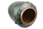 Imitative-antique ceramic jar with brown chrysanthemum patterns, blue glaze (H60 cm)