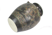 Imitative-antique ceramic jar with brown chrysanthemum patterns, blue glaze (H45cm)
