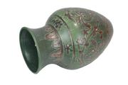 Imitative-antique ceramic vase with brown chrysanthemum patterns, mango shape, blue glaze (H45cm)