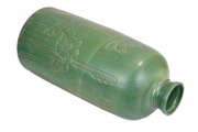 Small imitative-antique ceramic vase with chrysanthemum patterns, bell shape, blue glaze (H65cm)