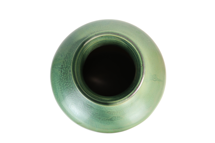 Small imitative-antique ceramic vase with chrysanthemum patterns, bell shape, blue glaze (H65cm)