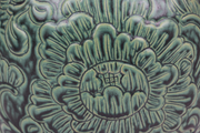 Imitative-antique ceramic vase with brown chrysanthemum patterns, blue glaze (H21 cm)