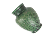 Imitative-antique ceramic vase with chrysanthemum patterns, short shape, blue glaze (H25 cm)