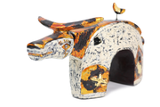 High-class handmade lacquer puppet - Buffalo with village entrance shape