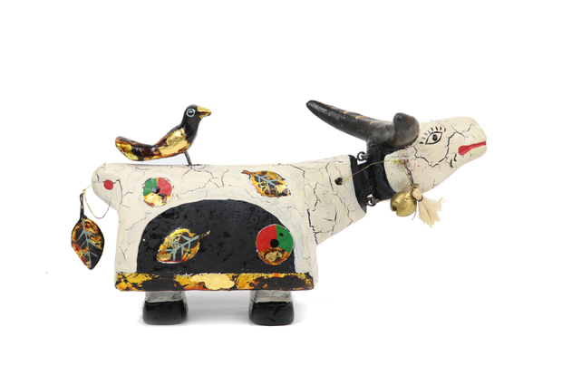 High-class handmade lacquer puppet - Buffalo with banyan leaves patterns