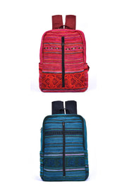 Backpack with Zipper up Front Panel and Traditional Brocade Pattern