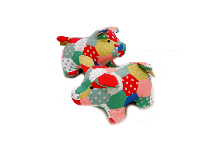 Stuffed Pig Made Of Printed Fabric - Size S