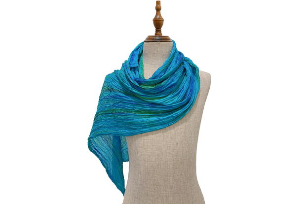 Wrinkle Scarf Made From 100% Silk, 190x70 Cm