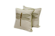 Square Linen Pillowcase 45X45 cm With Embroidered Dragonfly Pattern
