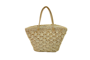 Seagrass Basket With Leather Straps And Big Flower