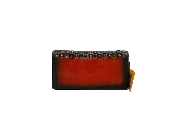 Cow Leather Wallet Zipper And Design With Rivet 1047