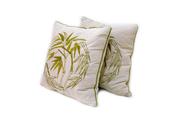 Square Linen Pillowcase 45X45 cm With Embroidered Bamboo, And Cane Patterns