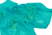 Silk Scarf With Hand-Painted Floral Patterns, 180x80 Cm