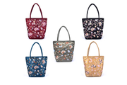 Bucket-shaped Taffeta Handbag with Hand-sewn Climbing Flowers Patterns