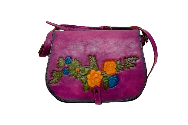 Floral Flip Cow Leather Handbag  8233