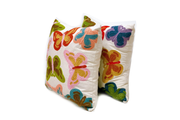 Square Linen Pillowcase  45X45 cm With Hand-Sewn Butterfly Patterns