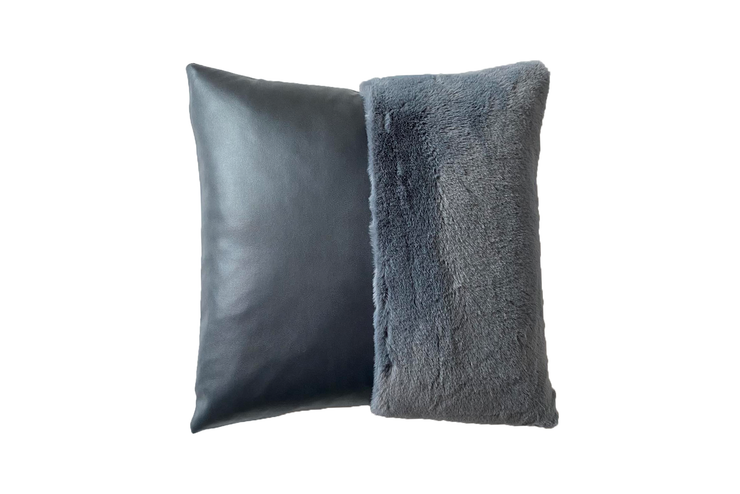 Faux Leather & Fur Pillow With 2 Colors Decoration
