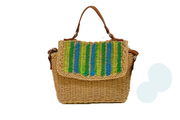 Rectangle Seagrass Bag With Leather Hand Straps And Painted Lid