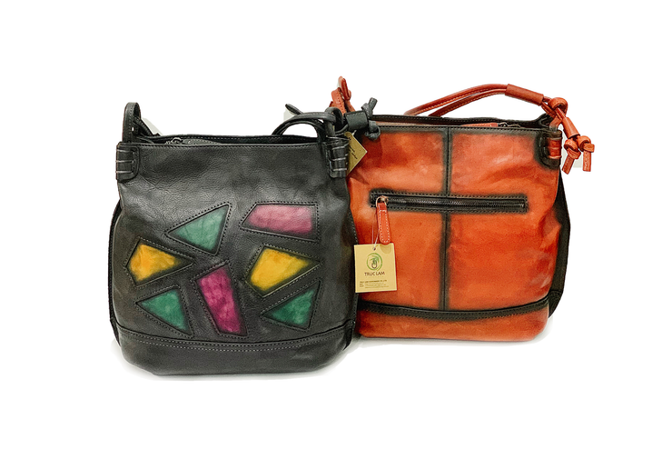 Cow Leather Printed Multi Colors Tote Handbag 8127