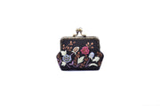 Hemp Purse With Copper Binding, Sequin And Glass Bead "Flowers And Grass" Patterns Embroidery, Big Press Lock