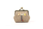 Hemp Bag With Copper Binding, Alphabet Letter Embroidery And Big Press Lock