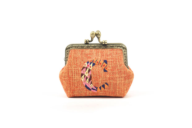 Hemp Bag With Copper Binding, Alphabet Letter Embroidery And Big Press Lock