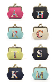 Canvas Coin Purse with Hand-sewn Letter Pattern