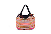 Large Handbag with Braided Straps and Traditional Brocade Patterns