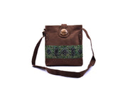 Sling Suede Bag with Traditional Brocade Pattern