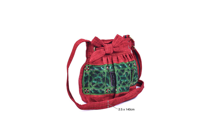 Hemp Sling Bag with Hmong Brocade Pattern