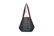 Long Straps Suede Handbag with Hmong Brocade Pattern
