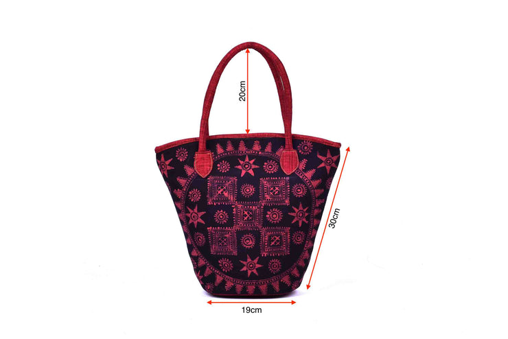 Bucket Bag with Traditional Hand Drawn Batik Pattern