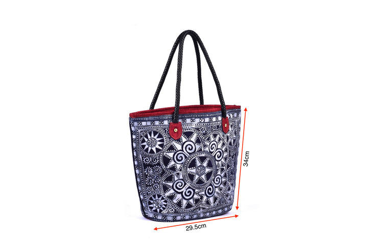 Satchel Bag with Traditional Hand Drawn Batik Pattern