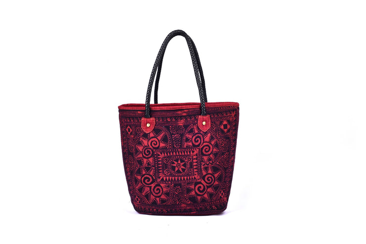 Satchel Bag with Traditional Hand Drawn Batik Pattern