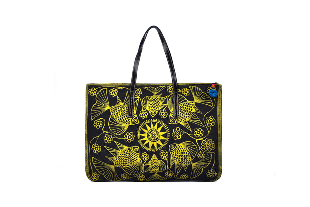 Flat Bag with Traditional Hand Drawn Batik Pattern