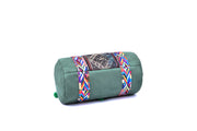 Suede Bag with Hmong Brocade Pattern - Bamboo Straps