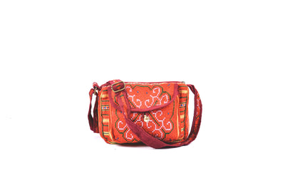 Rectangular Linen Satchel Bag with Traditional Flower-like Brocade Patterns