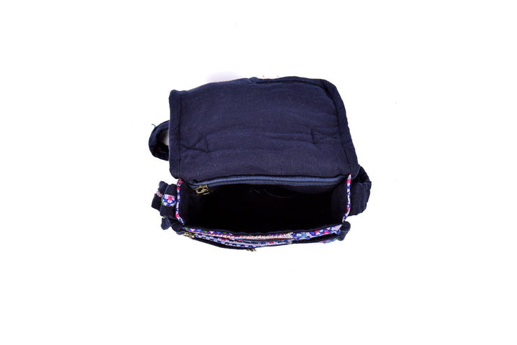 Rectangular Linen Satchel Bag with Traditional Brocade Patterns