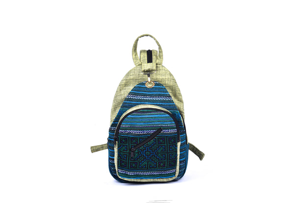 Sling Bag with Metal Clasped and Traditional Brocade Patterns