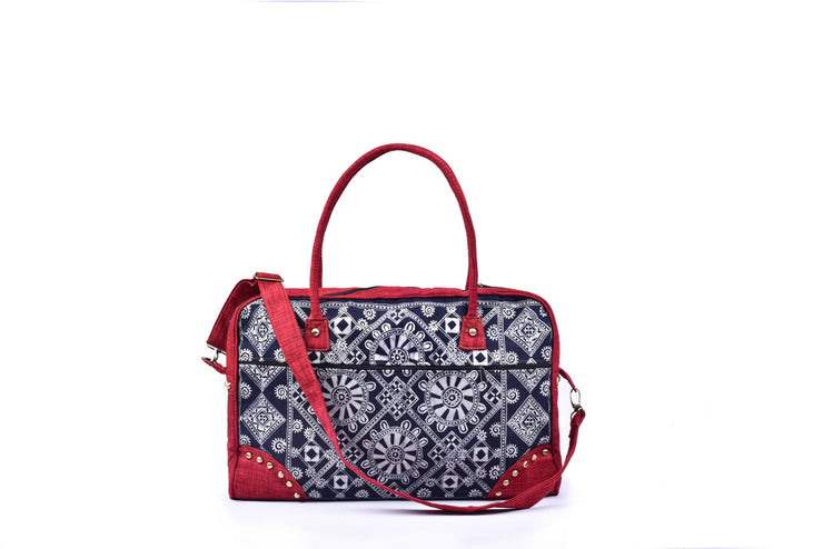 Large Rectangular Travel Bag with Traditional Hand Drawn Batik Pattern