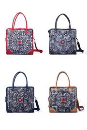 Large Square Travel Bag with Traditional Hand Drawn Batik Pattern