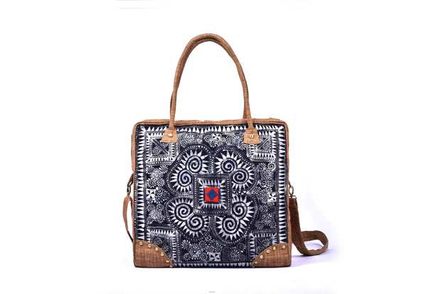 Large Square Travel Bag with Traditional Hand Drawn Batik Pattern