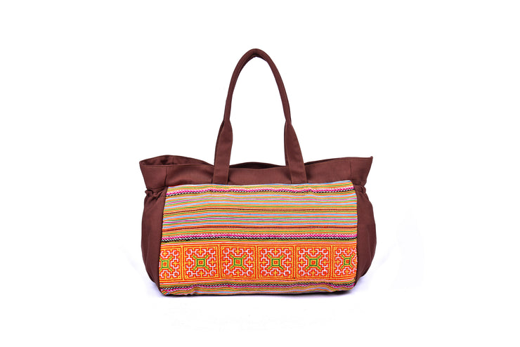 Large Brocade Travel Bag with Elastic Bands on Side Panel and Traditional Brocade Pattern