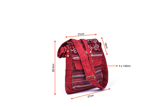 Brocade Satchel Bag with Double Lid and Traditional Brocade Pattern