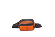 Suede Fanny Pack with Traditional Brocade Pattern